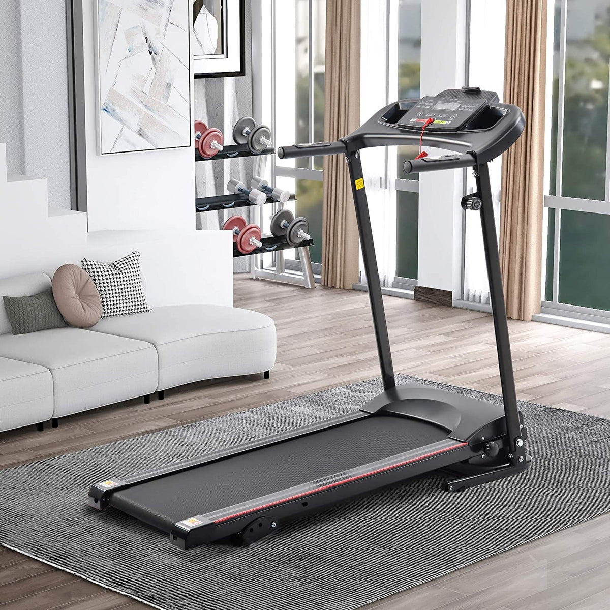 2.5HP Folding Treadmill with Incline, Electric Folding Treadmill for Walking Treadmill Machine 5 in LCD Screen 250 LB Capacity MP3