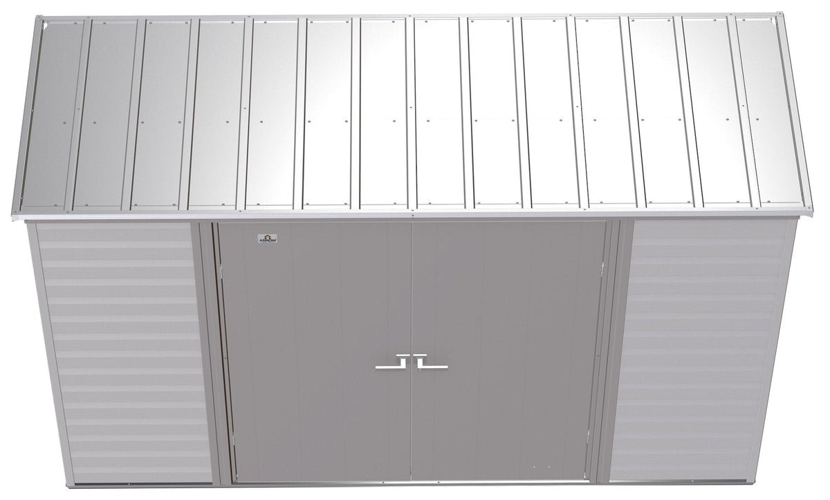 Arrow Select Galvanized Steel Storage Shed, Flute Grey, 10-ft x 4-ft