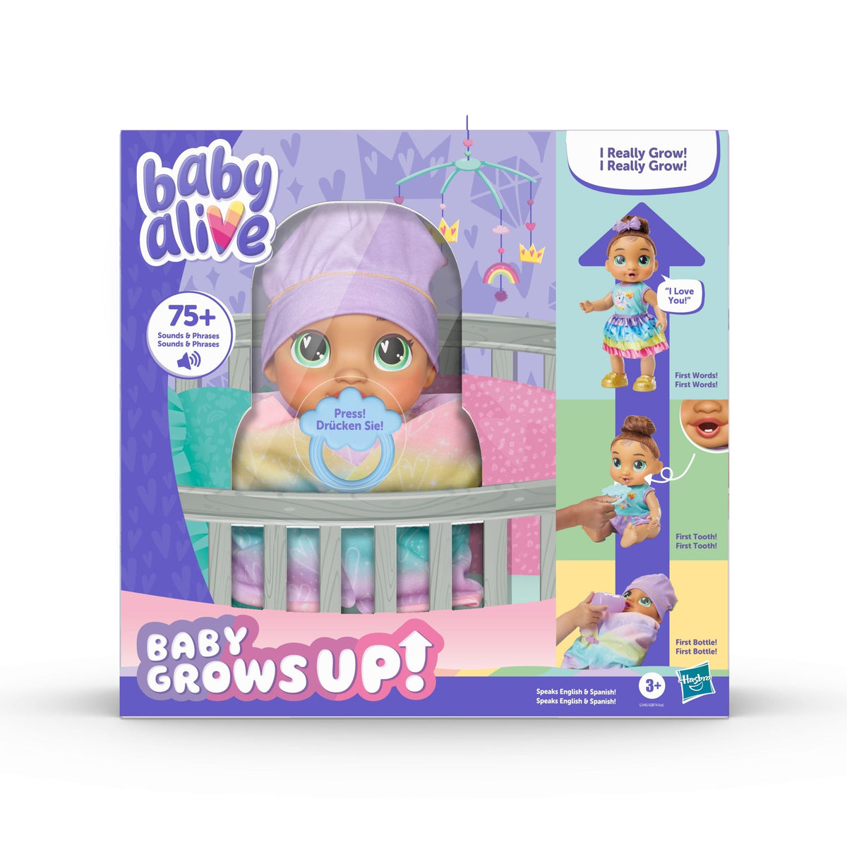 Baby Alive Baby Grows Up Sophia Sparkle Interactive Talking Baby Doll with 75+ Sounds