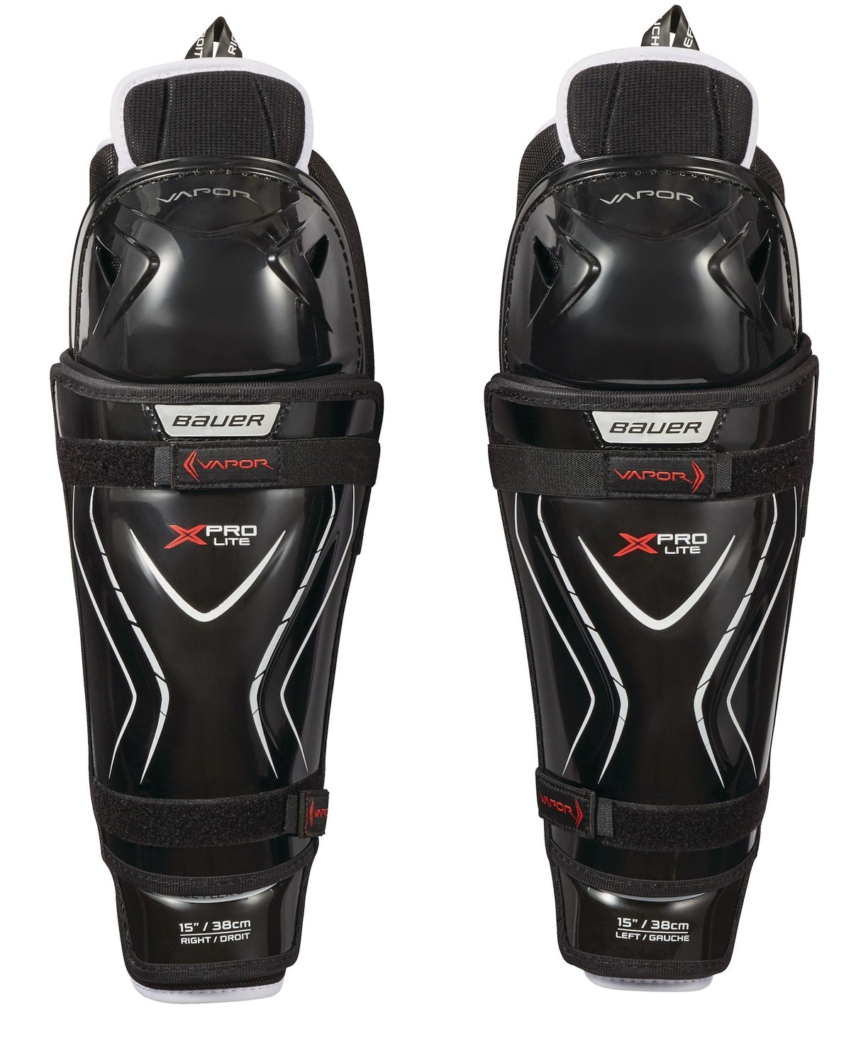 Bauer Vapor X Pro Lite Senior Hockey Shin Guards with Tapered Fit, Hyperlite HD Foam, Black
