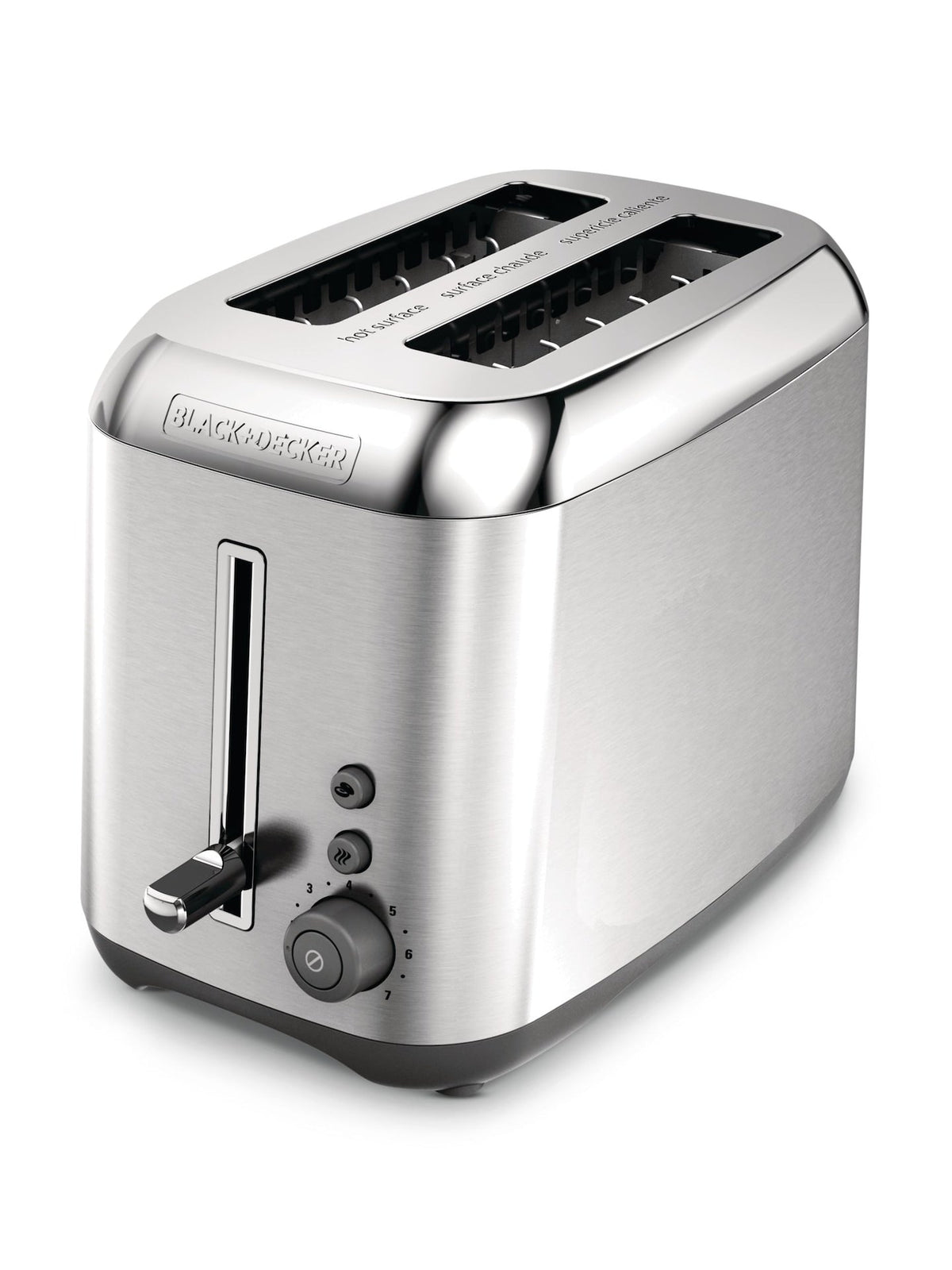 Black & Decker Kitchen Tools Extra Wide Slots Toaster with 7 Settings, Stainless Steel, 2-Slices