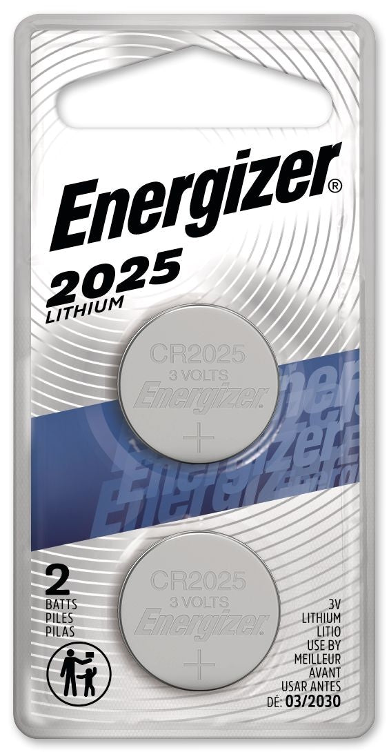Energizer 2-pk CR2025 3V / 3 Volt Lithium Coin Cell Batteries, Long Lasting