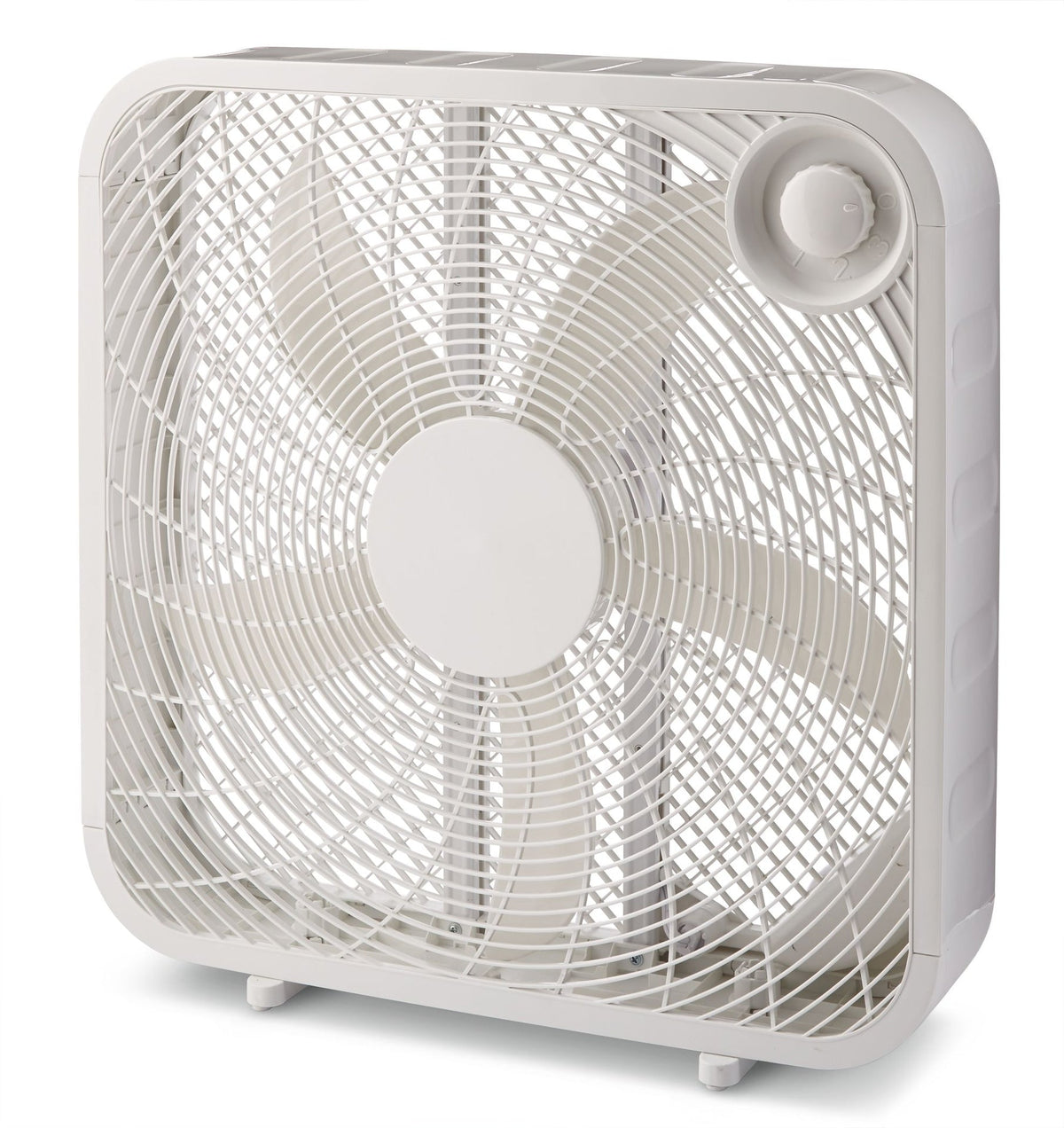 For Living Plastic 5-Blade Portable Box/Floor Fan, 2-Speed, White, 20-in