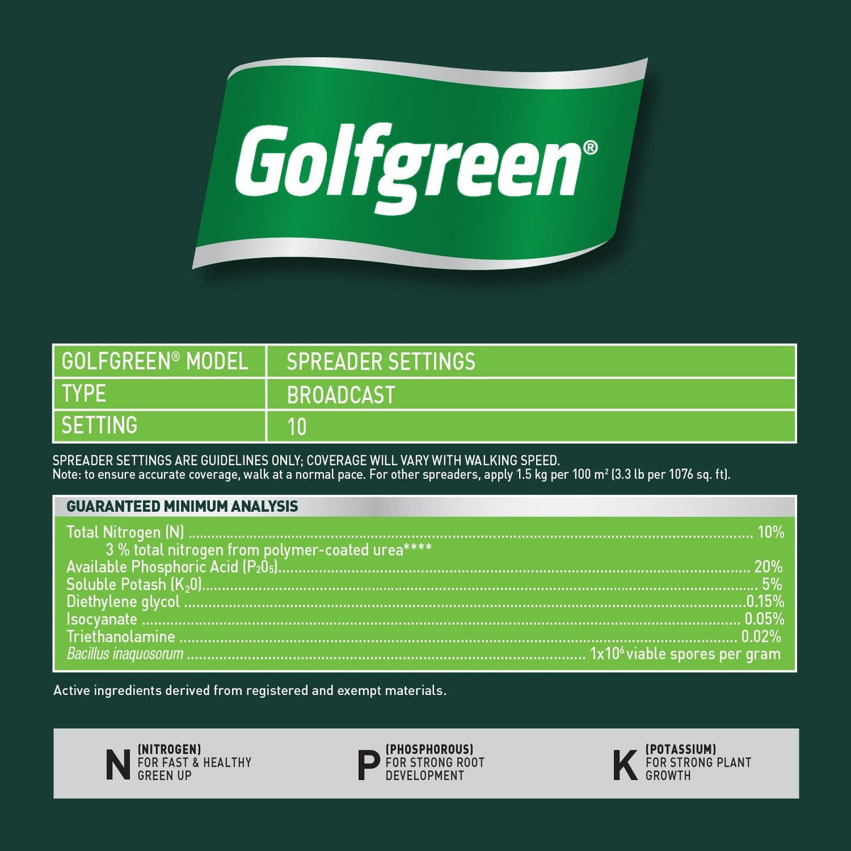 Golfgreen Nitrogrow+ Lawn Starter Premium Fertilizer,10-20-05, 1.5-kg