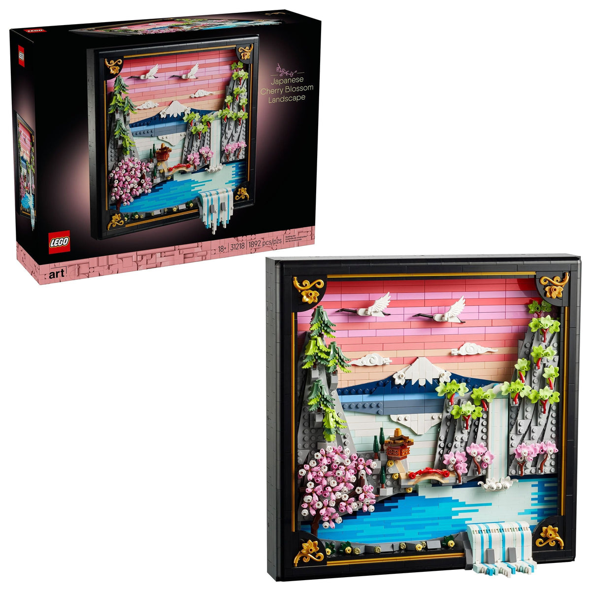 LEGO Art Japanese Cherry Blossom Landscape Framed 3D Art Building Set - 31218, 1892-pcs, Ages 18+