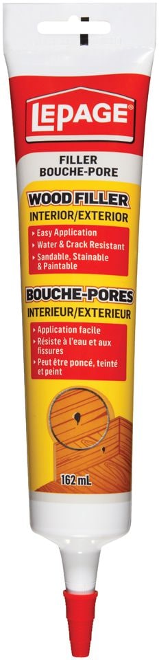 LePage Interior/Exterior Wood Filler, Repairs Cracks & Holes, Water-Resistant, 162-mL