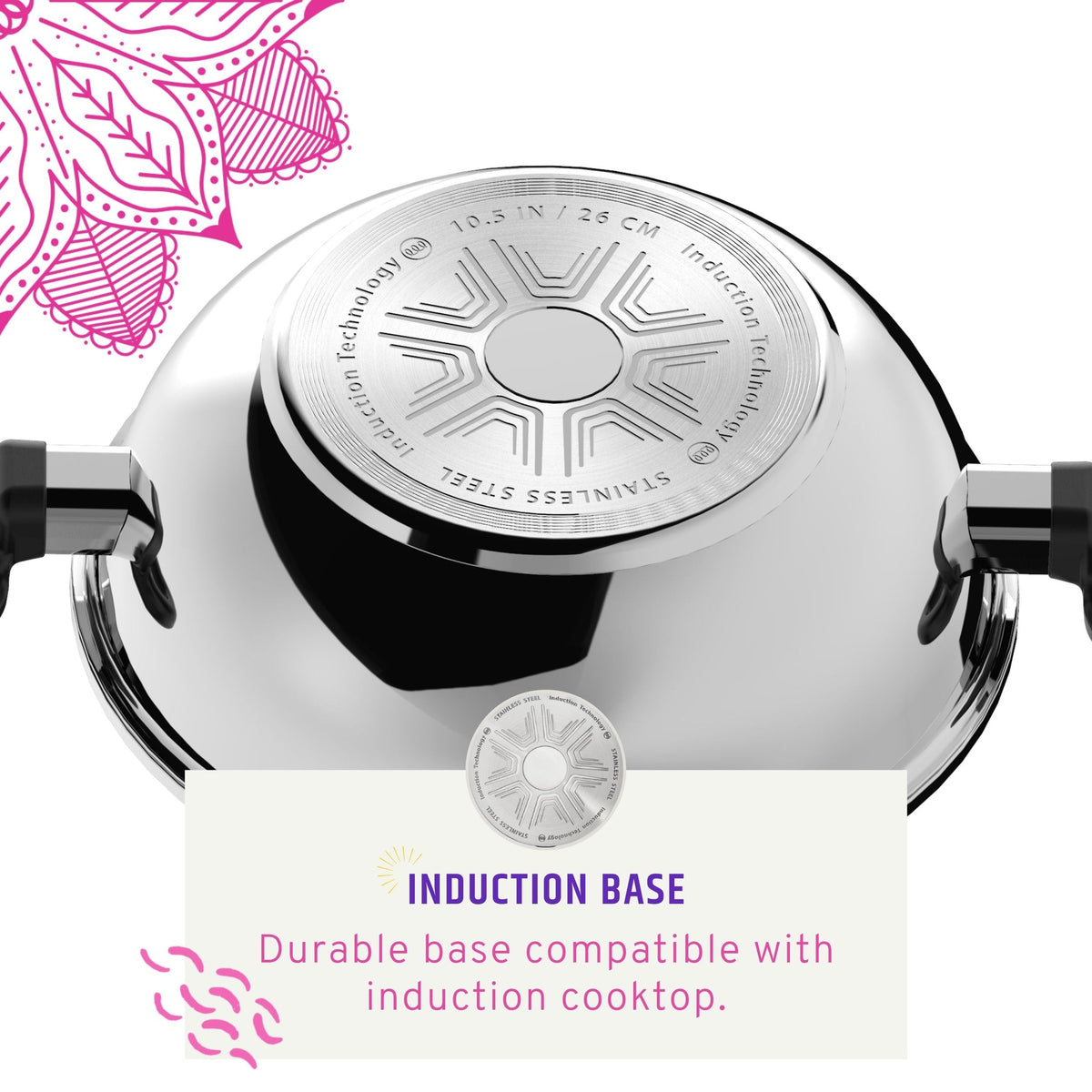Maharaja 3.4qt Stainless Steel Karahi with lid 26cm 10.25in