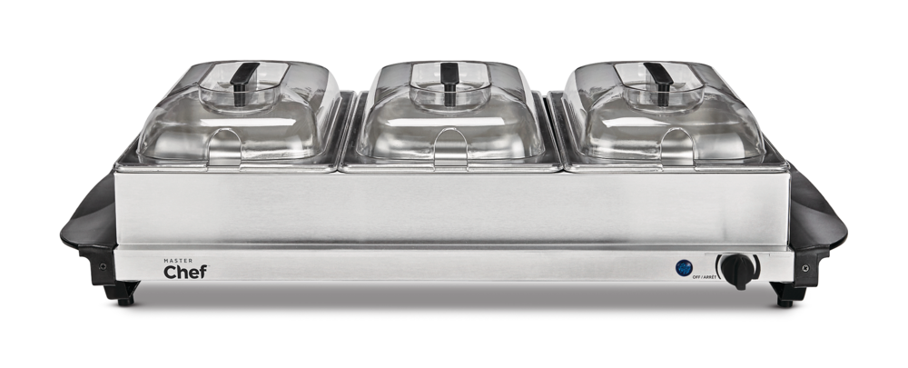 MASTER Chef 3-Tier Buffet Server/Food Warmer with Warming Tray, Stainless Steel, 300W