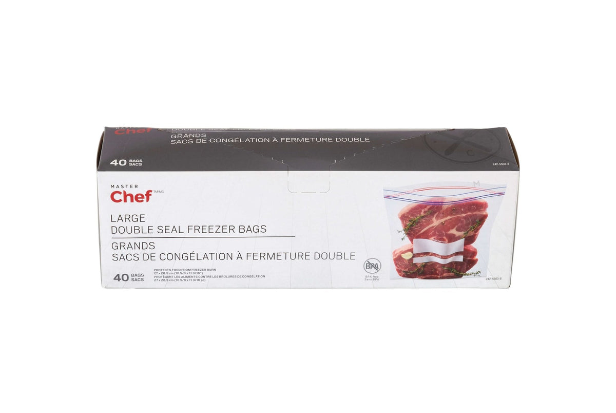 Master Chef Double Seal Large Freezer Bag, 40-pk