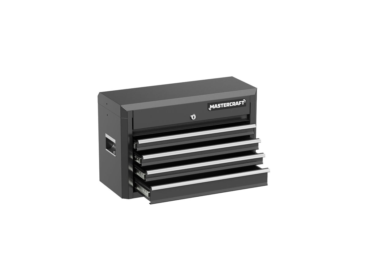 Mastercraft 4-Drawer Tool Storage Chest with Liners, Black, 24-in