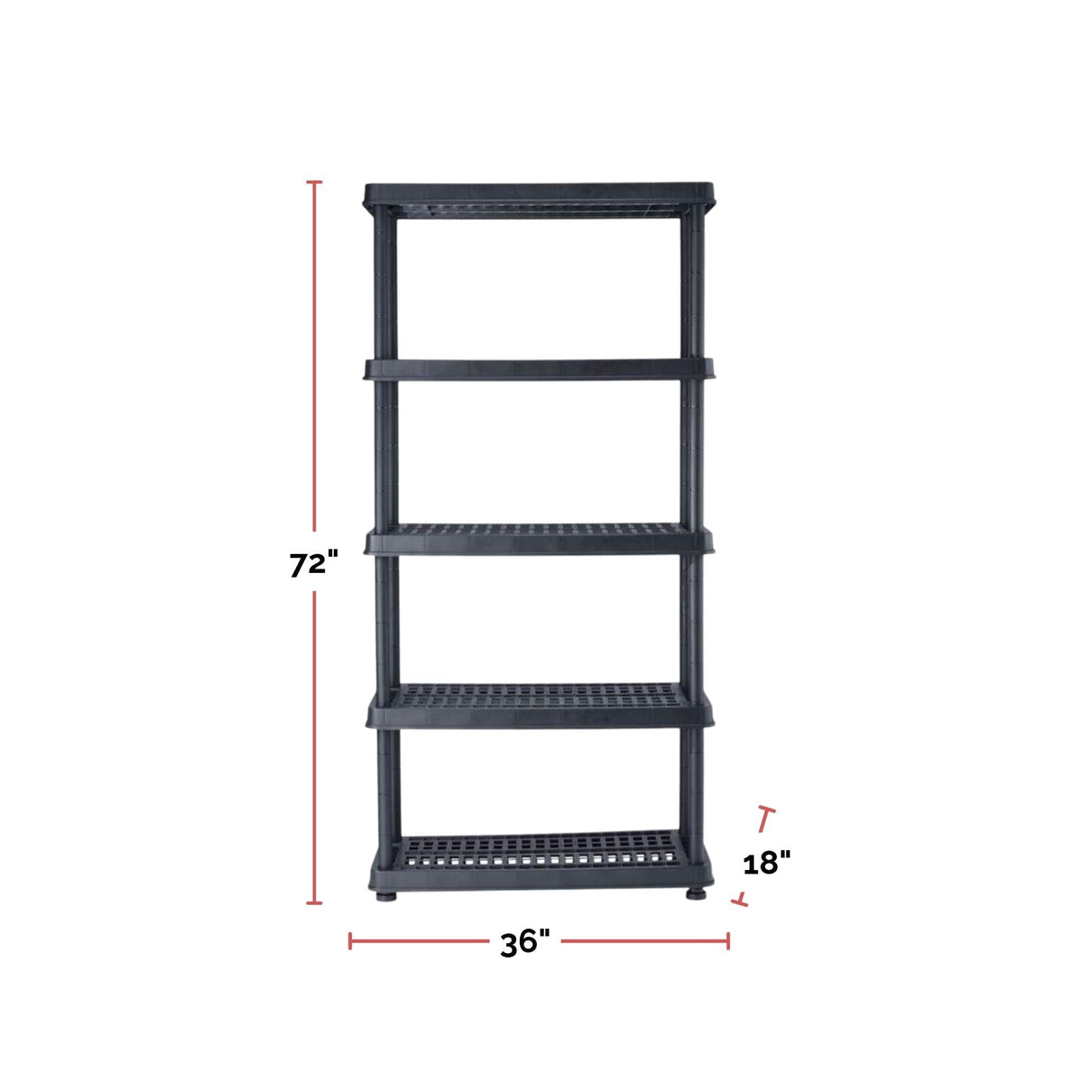 Mastercraft Adjustable 5-Shelf Resin/Plastic Storage Rack/Shelving Unit, 36 x 18 x 72-in