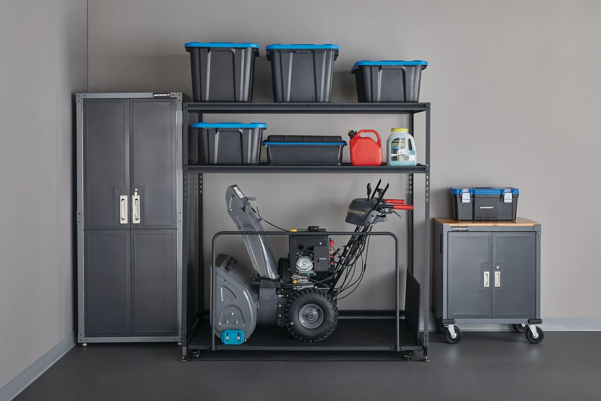 Mastercraft Seasonal Storage Rack with Rolling Platform Cart, Black, 65.5-in x 35.5-in x 68-in