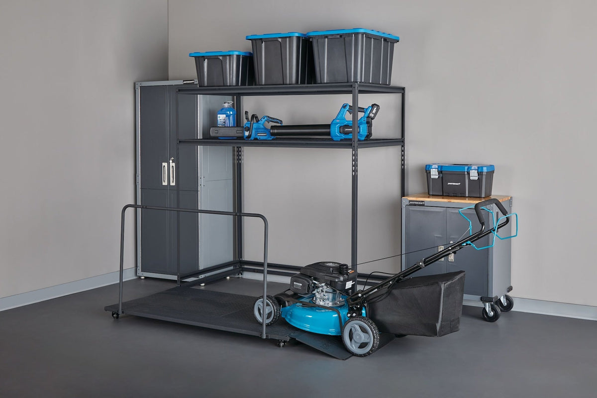 Mastercraft Seasonal Storage Rack with Rolling Platform Cart, Black, 65.5-in x 35.5-in x 68-in