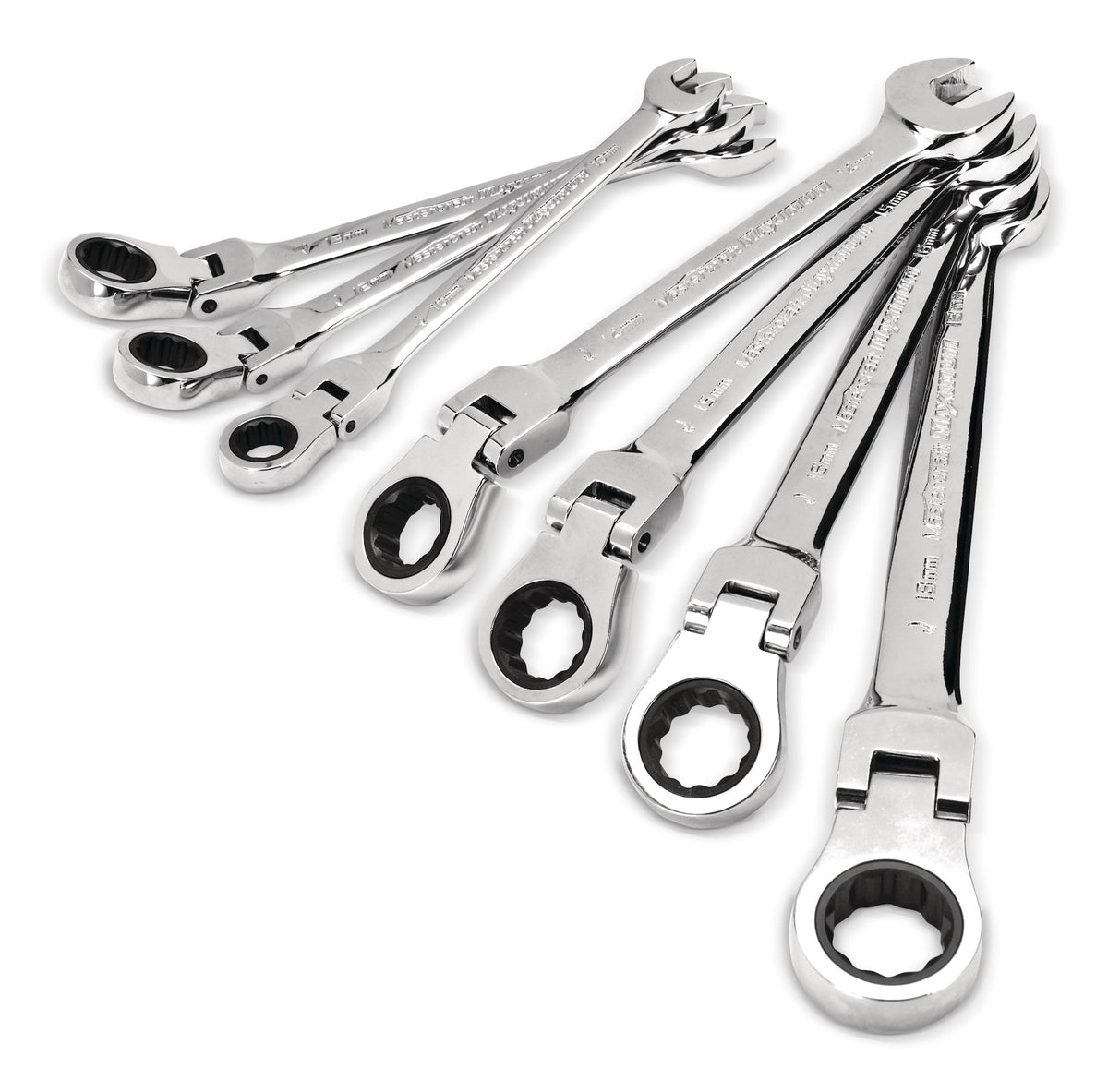 MAXIMUM Flexhead Ratcheting Wrench Set, Alloy Steel, Metric, 7-pc