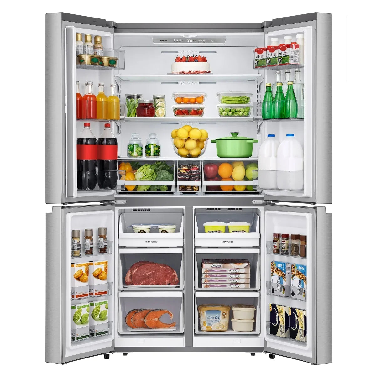 Midea 33 in. 22.8 cu ft. Stainless Steel Counter Depth Bottom Mount Refrigerator with Auto Ice Maker in Freezer