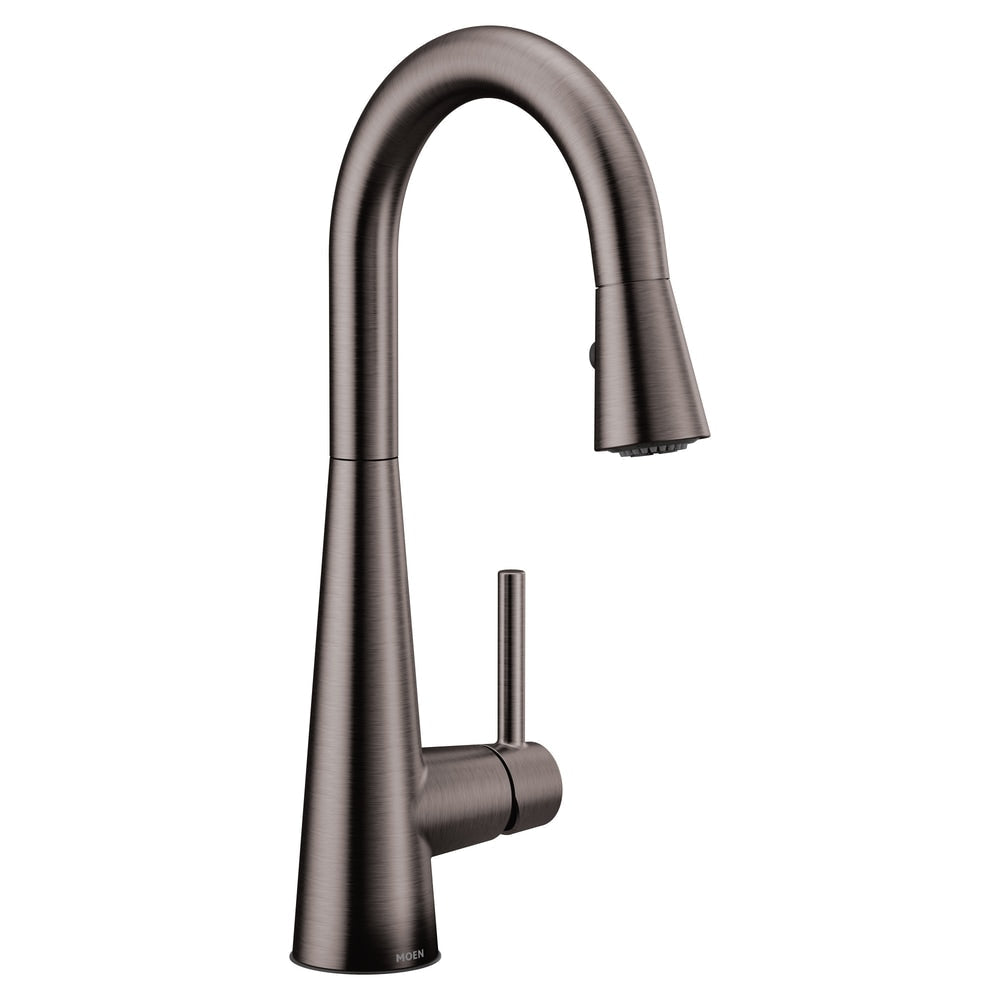 Moen Sleek Single Handle High Arc Pull Down Kitchen Faucet, Black Stainless Steel