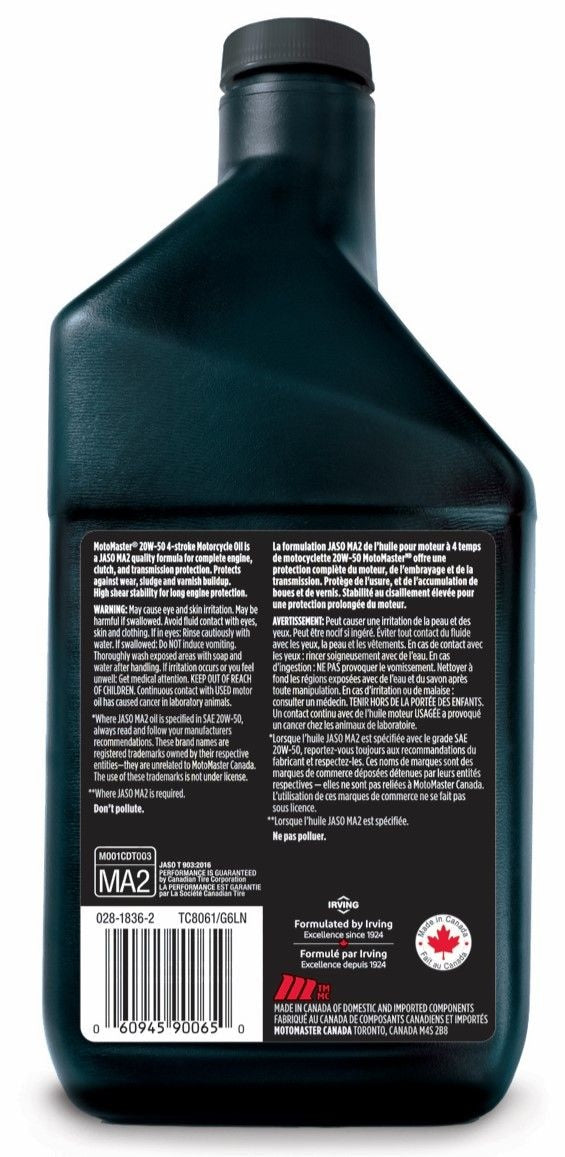 MotoMaster 4-Stroke Motorcycle Oil SAE, 946-mL