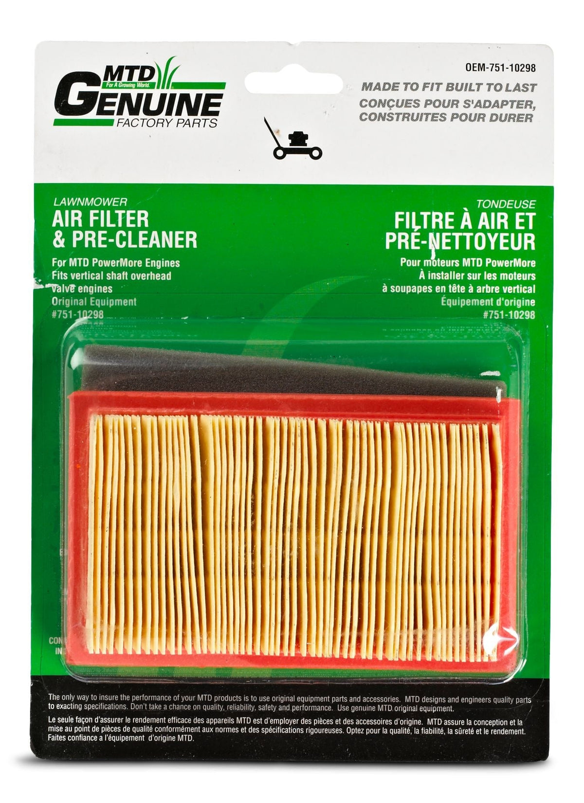 MTD Lawn Mower Replacement Air Filter & Pre-Cleaner