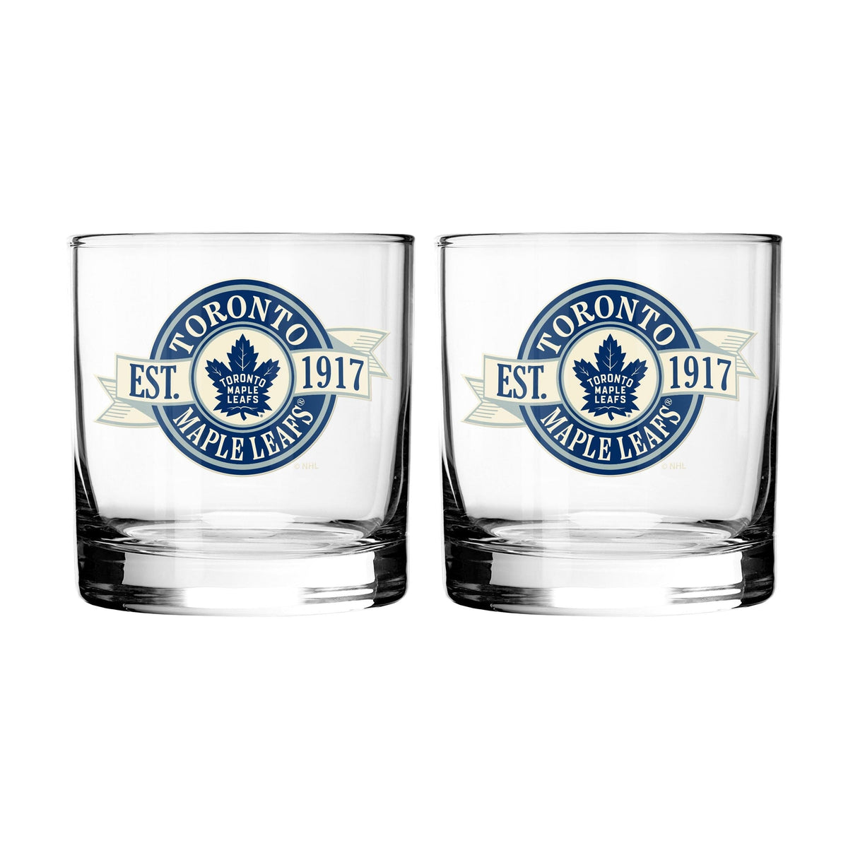 NHL Toronto Maple Leafs Hockey Rocks Glass, 2-pk