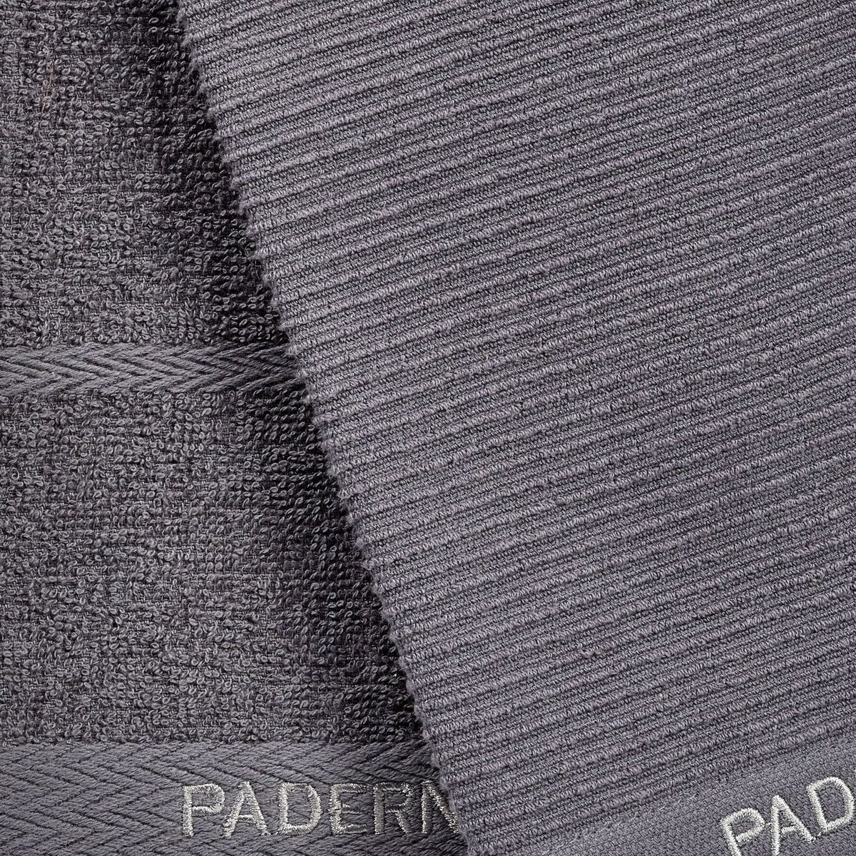 PADERNO All-Purpose Ribbed Cotton Terry Kitchen Towels, Charcoal, 2-pk