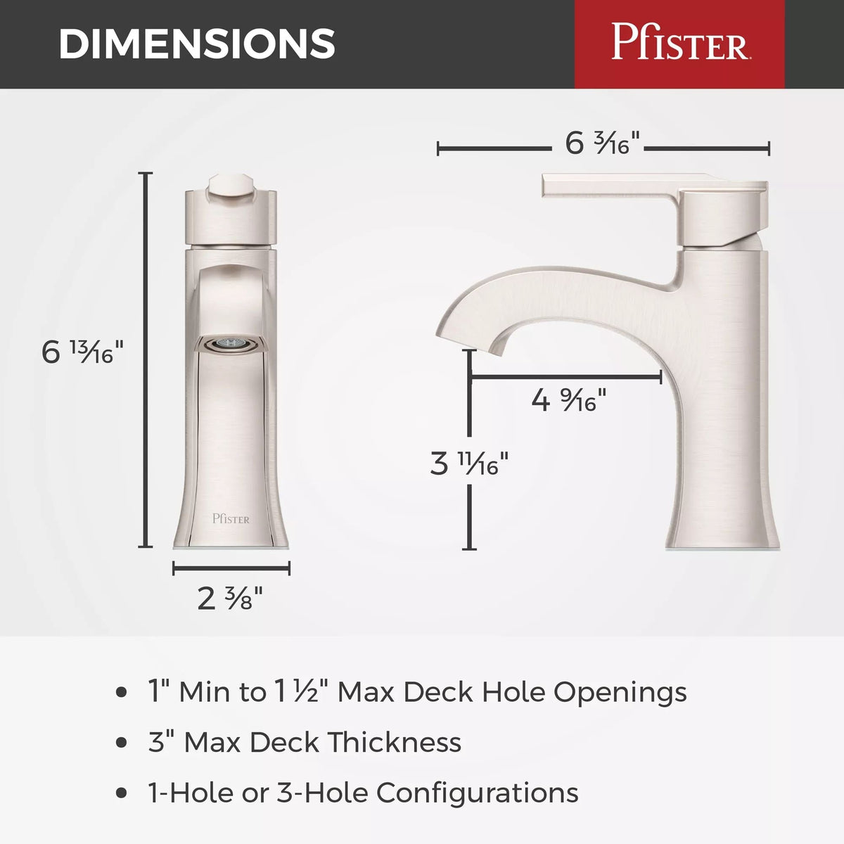 Pfister Vaneri Single Control Bath Faucet, Stainless Steel