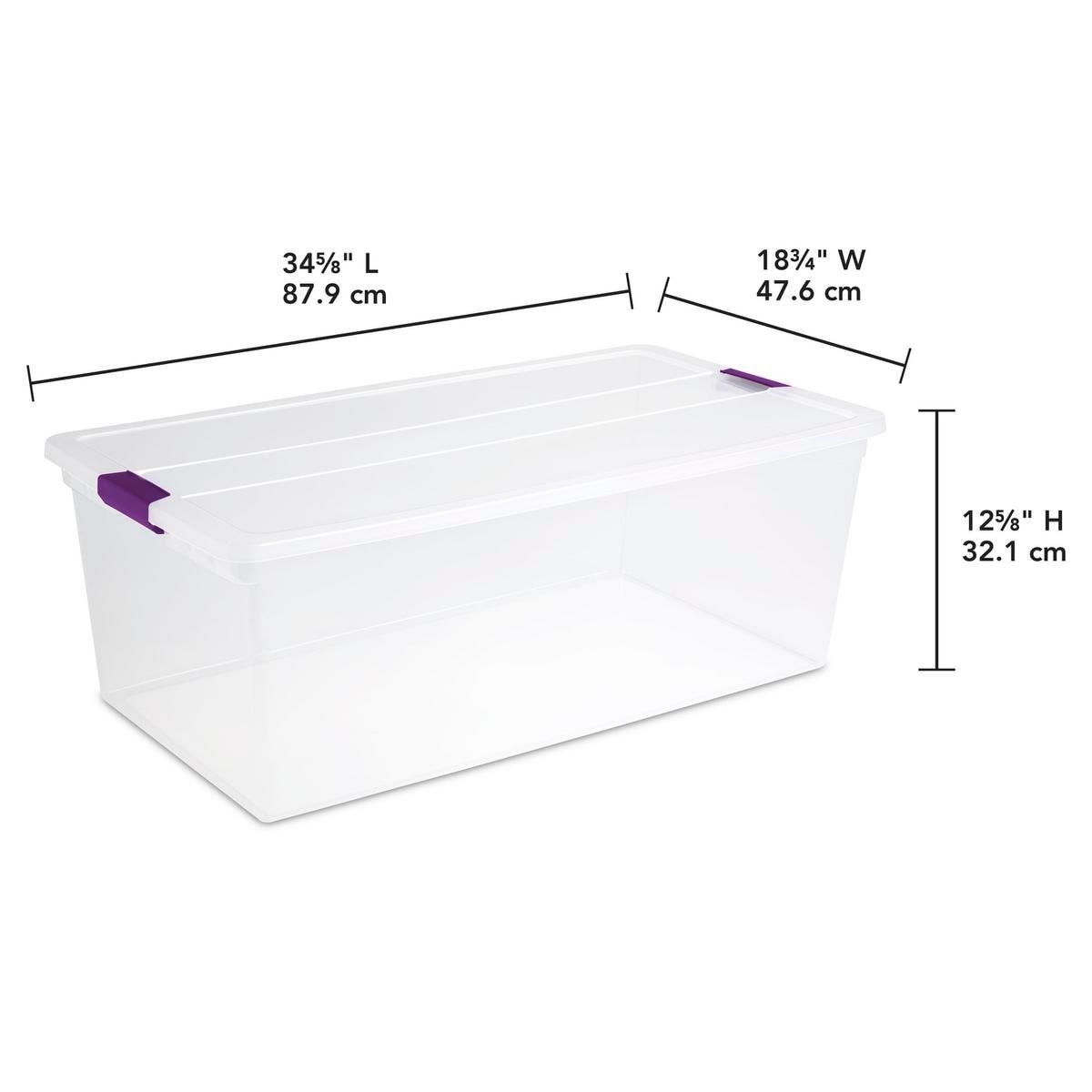 Sterilite ClearView Storage Box with Latched Lid, 104-L