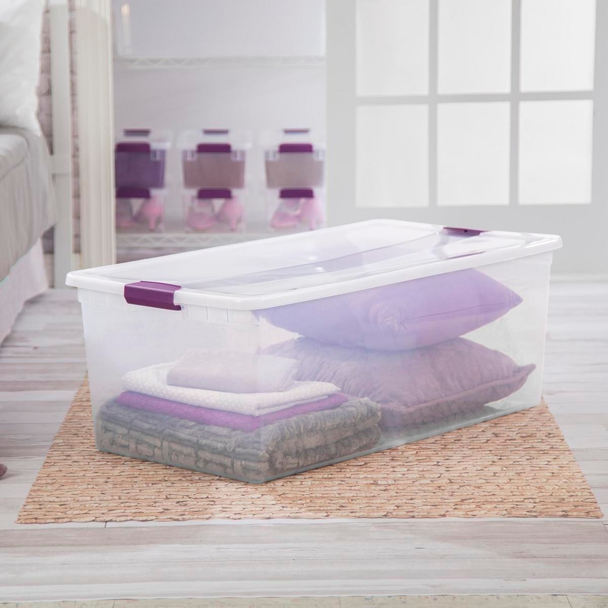 Sterilite ClearView Storage Box with Latched Lid, 104-L