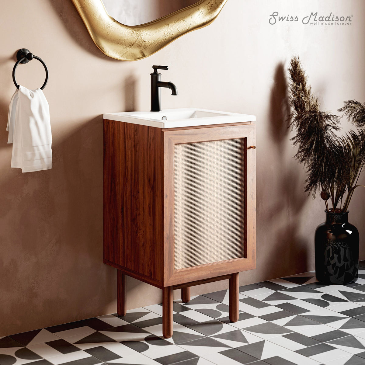 Swiss Madison Ceramic Square Vanity Sink Top, 18-in