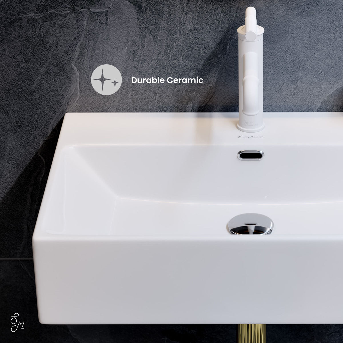 Swiss Madison Claire Rectangle Wall-Mount Bathroom Sink, 24-in