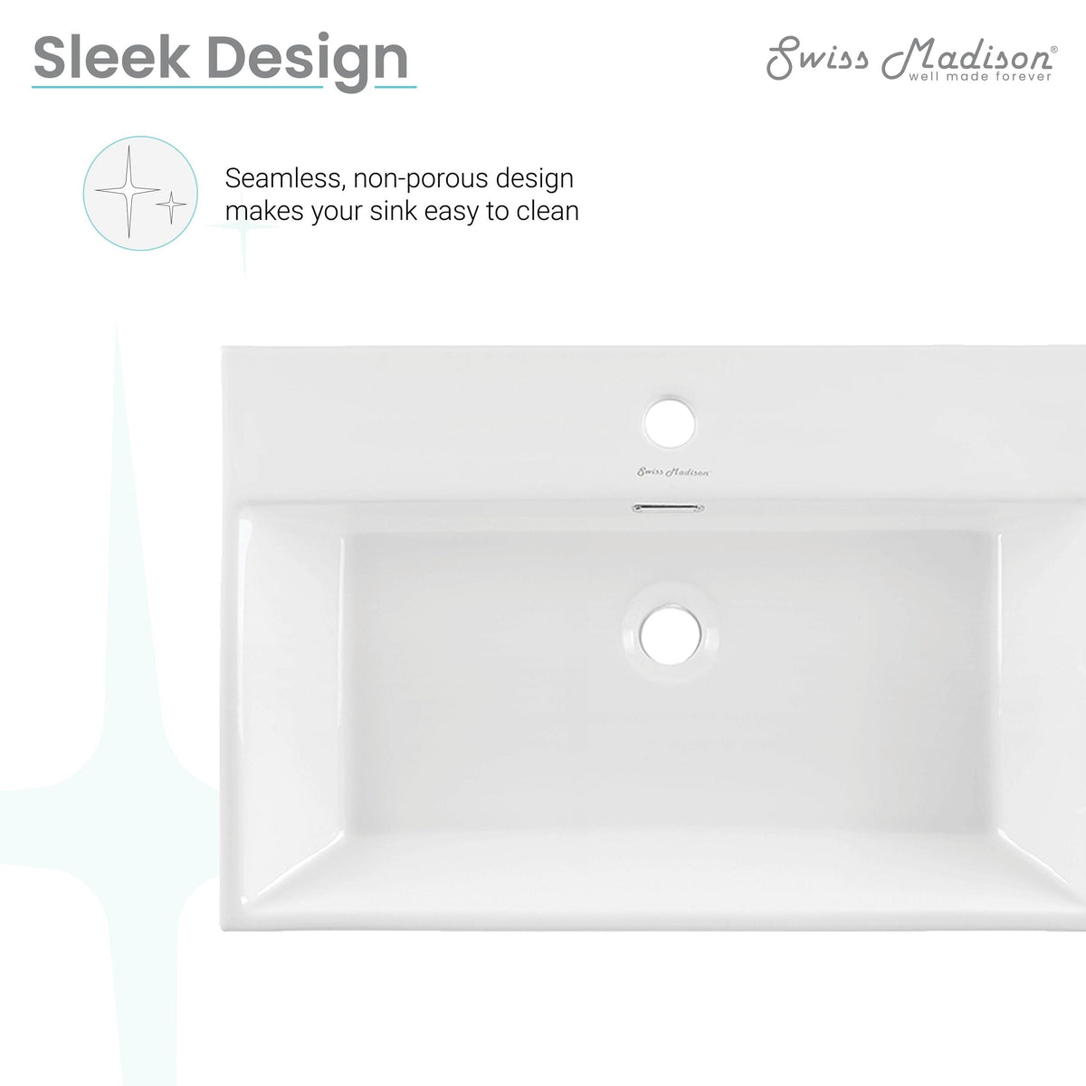 Swiss Madison Claire Rectangle Wall-Mount Bathroom Sink, 24-in