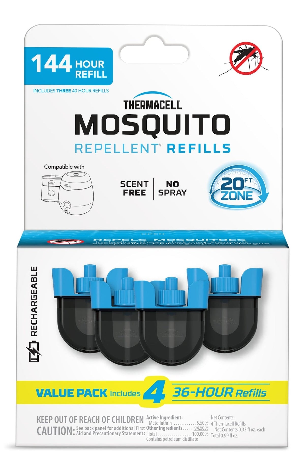 Thermacell E-ZoneGuard Rechargeable Mosquito Repellent Refill 144-Hour Pack