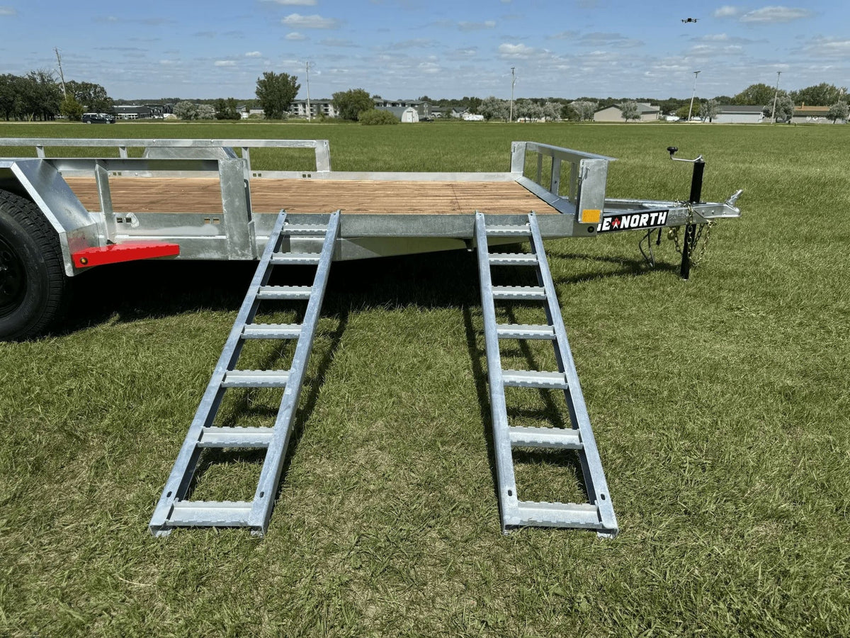 True North 83-in x 14-ft Utility Trailer with Gate & Side ATV Ramps, Galvanized