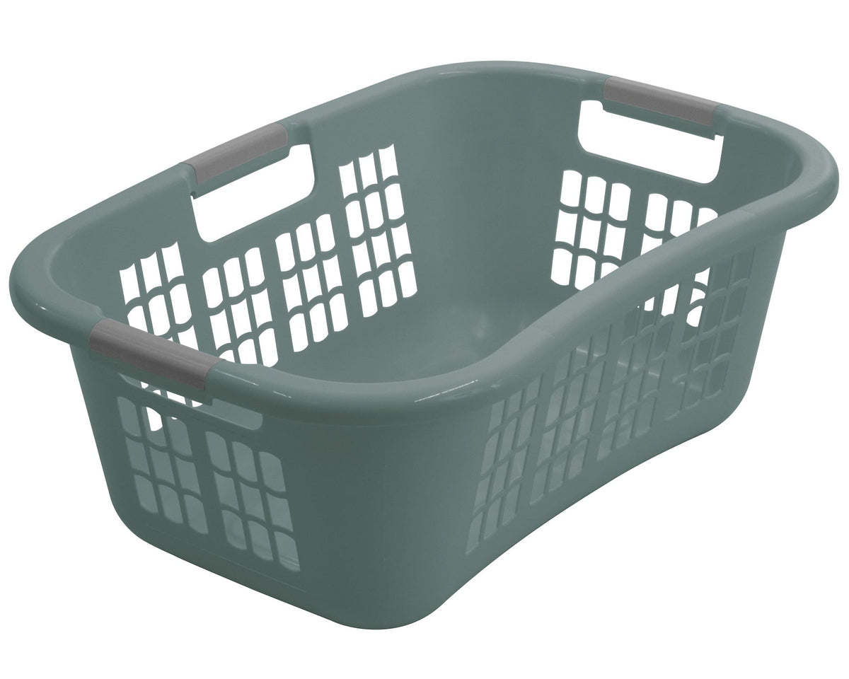 type A Hip-Hugger Laundry Basket, Jadeite with Grey Handles