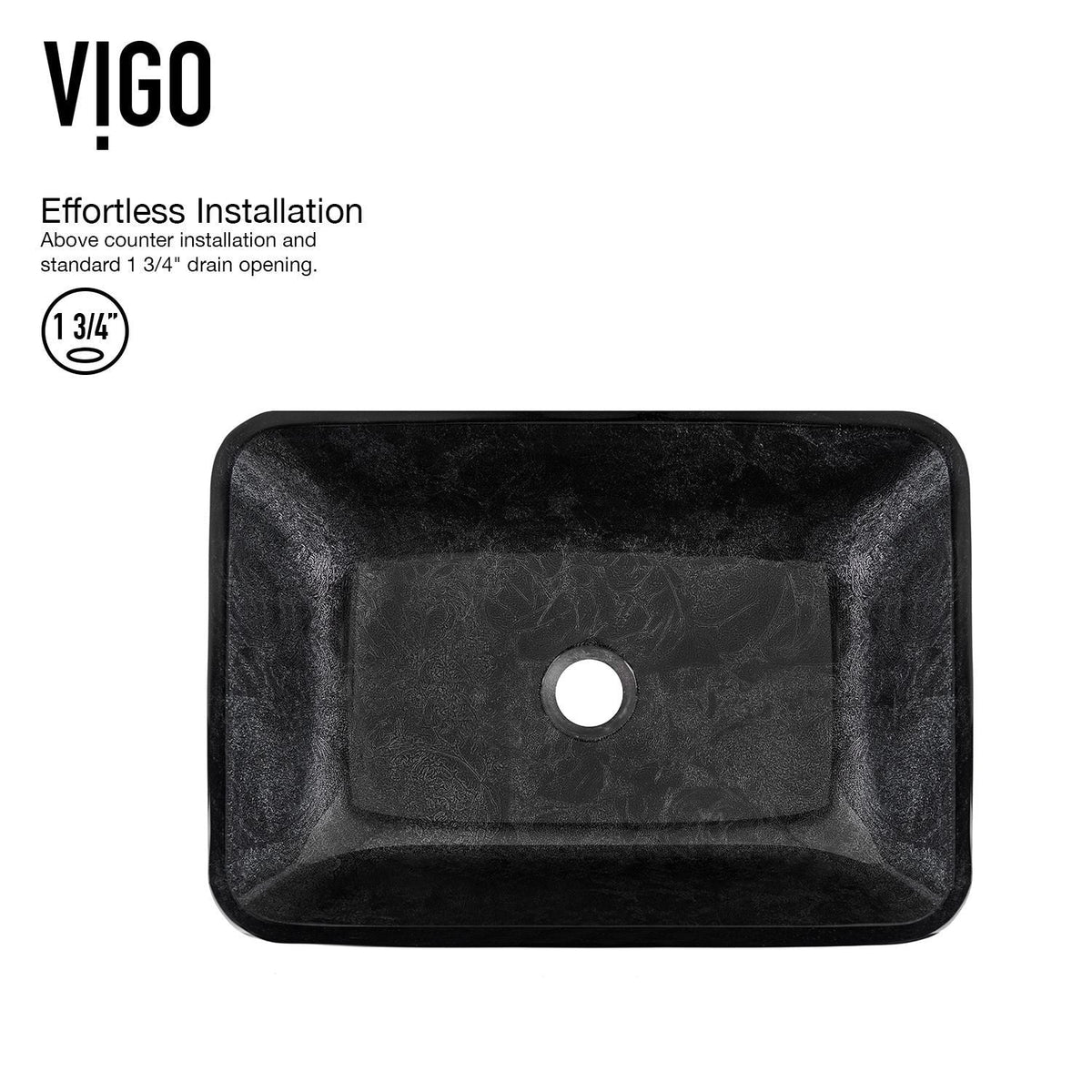 VIGO Glass Grey Onyx Bathroom Sink/Basin Set with Lexington Faucet and Rectangular Vessel