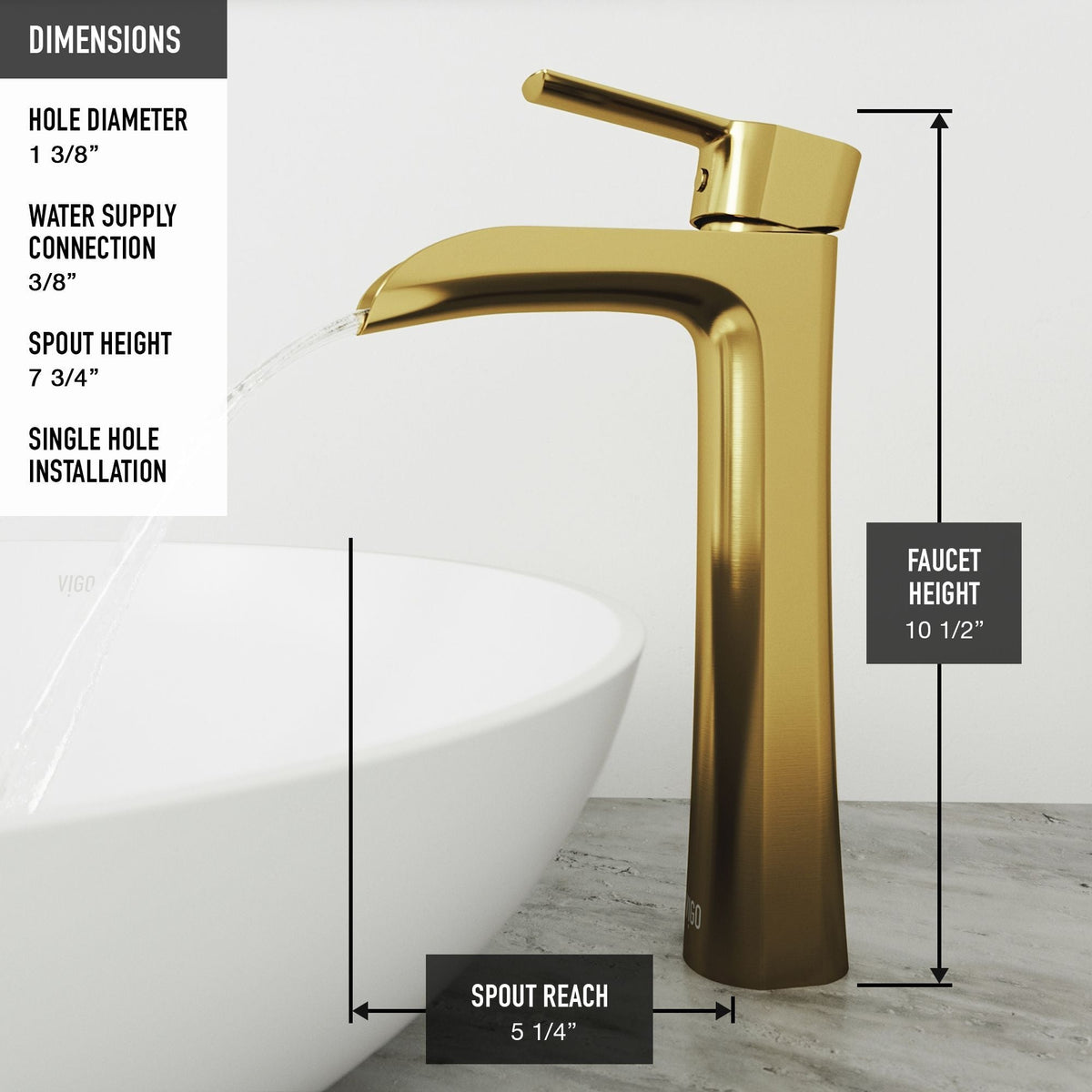 VIGO Glass Grey Onyx Bathroom Sink/Basin Set with Matte Gold Niko Faucet and Rectangular Vessel