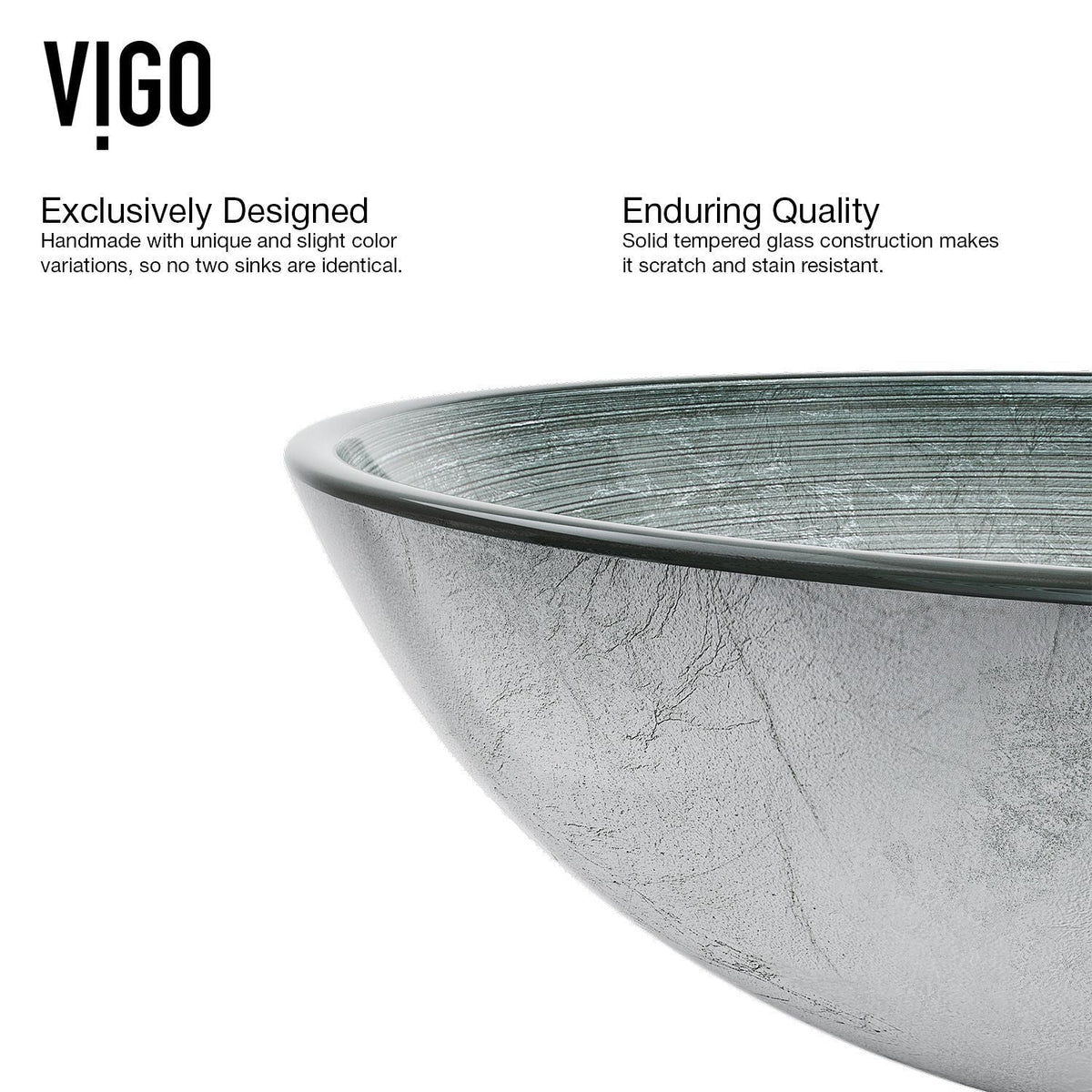 VIGO Glass Simply Silver Bathroom Sink/Basin Set with Duris Faucet and Round Vessel