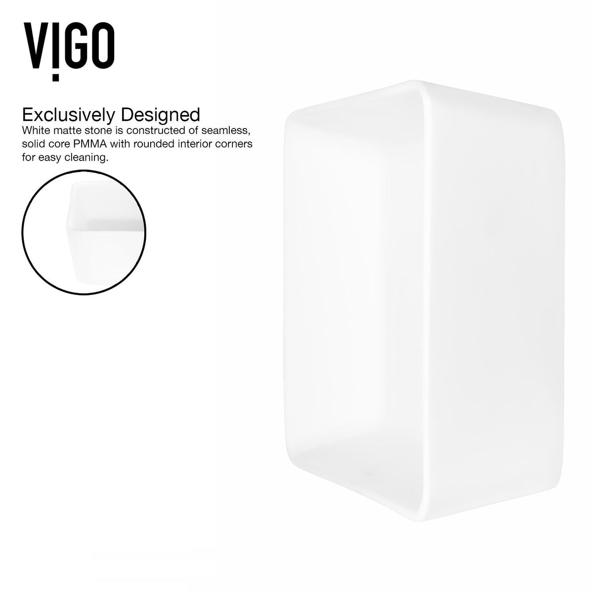 VIGO Marigold MatteStone Matte White Bathroom Sink/Basin Set with Apollo Faucet and Rectangular Composite Vessel