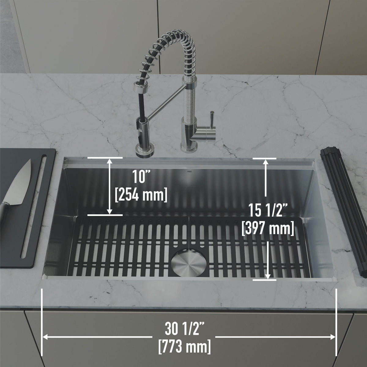 VIGO Mercer 33-in Stainless Steel Undermount Kitchen Sink
