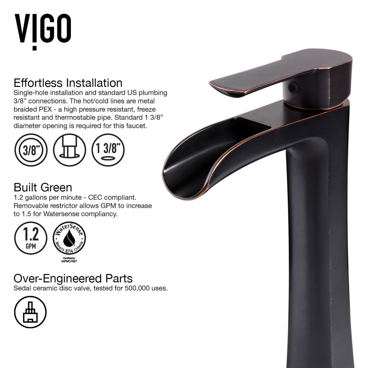 VIGO Niko Single Handle Vessel Single Hole Bathroom Sink Faucet with Pop-up Drain, Antique Rubbed Bronze