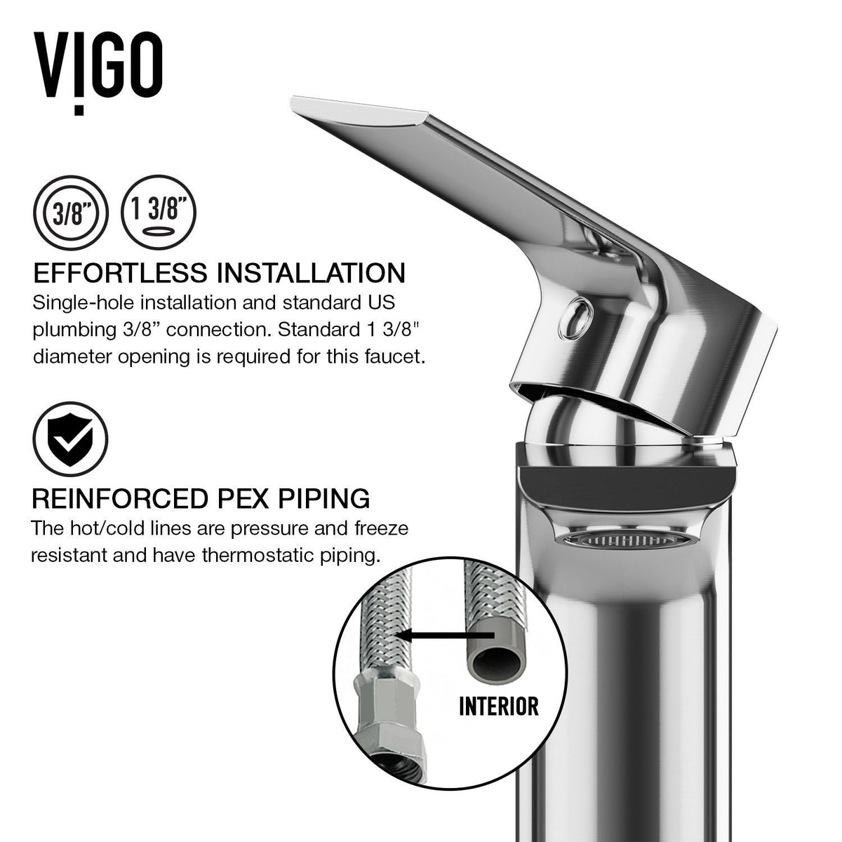 VIGO Norfolk Single Handle Vessel Single Hole Bathroom Sink Faucet, WaterSense Certified, Chrome,