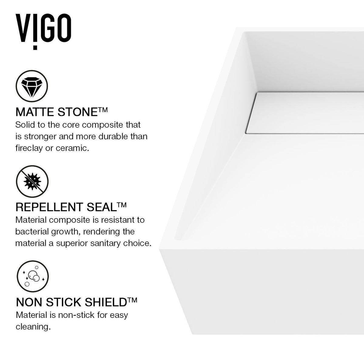VIGO Starr Modern MatteStone 17x13-in Deep White Bathroom Sink/Basin with Rectangular Vessel
