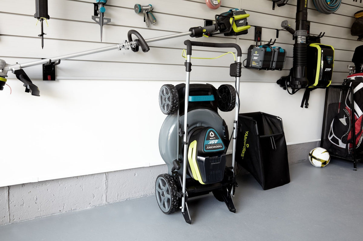 Yardworks 48V 3-in-1 Cordless Brushless Push Lawn Mower, 20-in with 5Ah Battery & Charger
