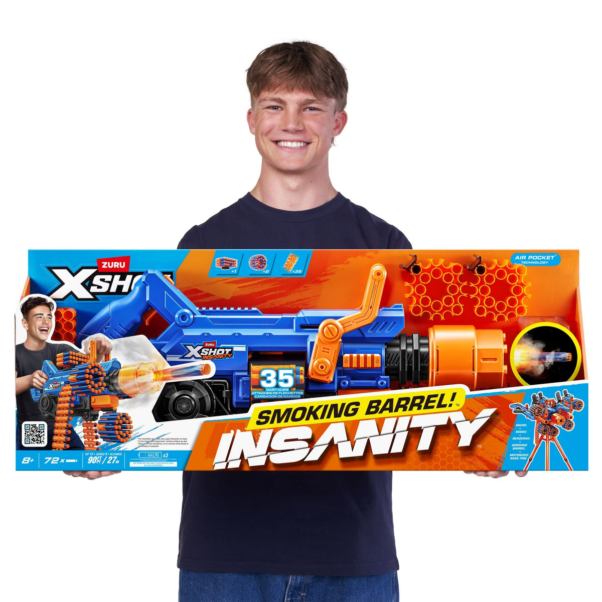 Zuru X-Shot Insanity Smoking Barrel Foam Dart Toy Blaster with 72 Darts