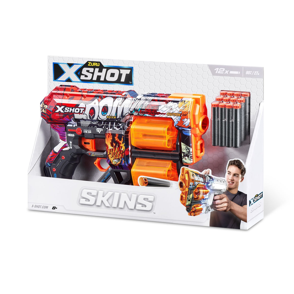 Zuru X-Shot Skins Dread, 7 Unique Designs, 12-Dart Capacity, Ages 8+