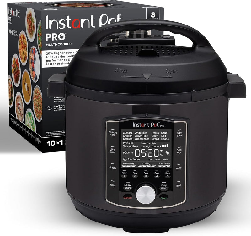 10-in-1 Pressure Cooker, Slow Cooker, Rice/Grain Cooker, Steamer, Sauté, Sous Vide, Yogurt Maker, Sterilizer, and Warmer, Includes App With Over 800 Recipes, Black F0