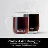 Programmable coffee machine, featuring two brewing modes, adjustable pre-heating plate and delayed brewing function
