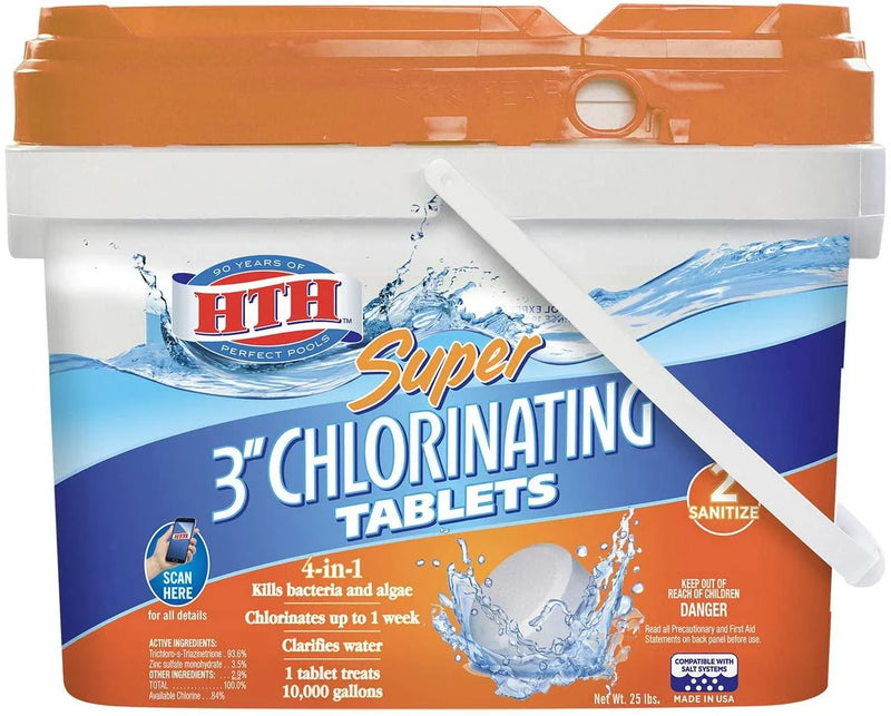 HTH 42034 Super 3-inch Chlorinating Tablets for Swimming Pools, 25 lbs P7