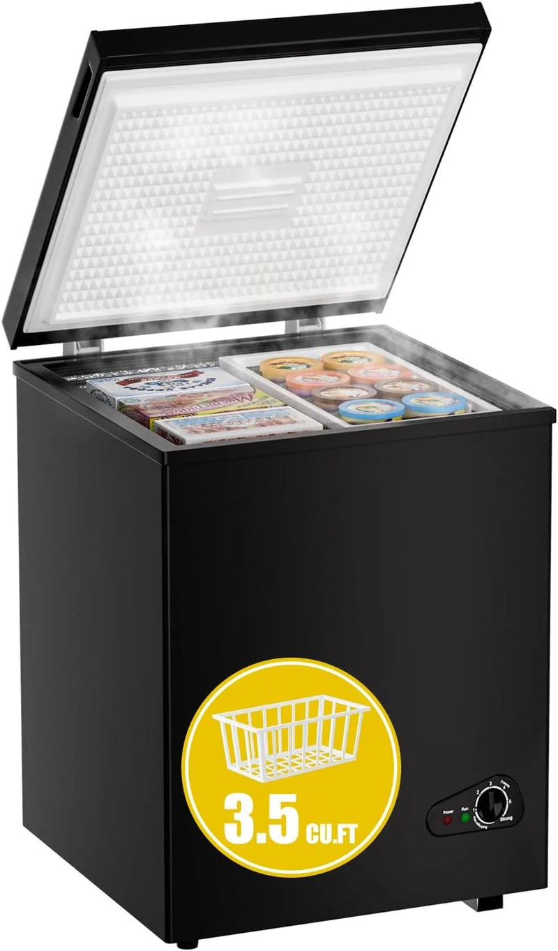 7.0 Cu Ft Chest Freezer - Energy Efficient & Quiet Mini Freezer with Adjustable Thermostat - Compact Deep Freezer for Home, Apartment, and Garage - Removable Basket & Defrost Drain H7