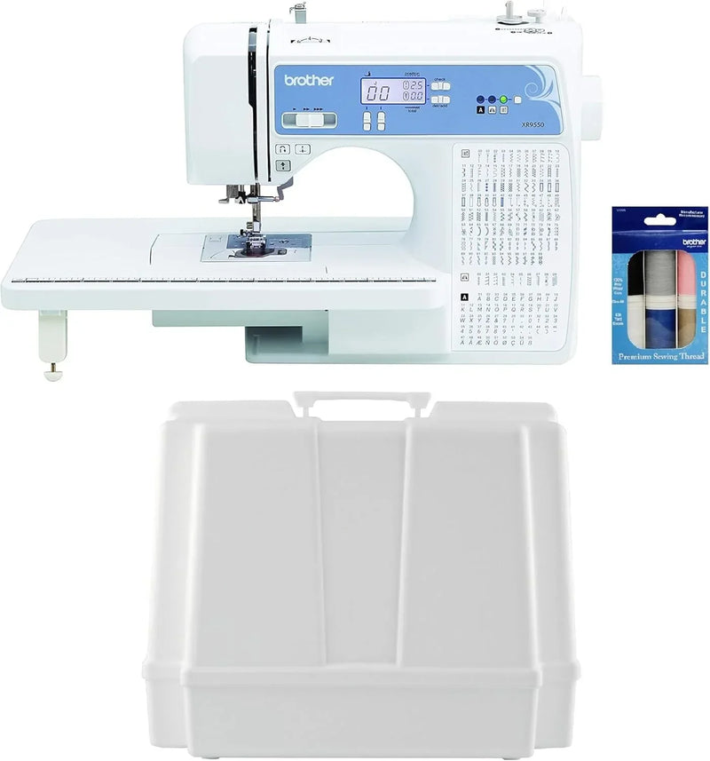 Brother Sewing and Quilting Machine, Computerized, 165 Built-in Stitches, LCD Display, Wide Table, 8 Included Presser Feet, White, 20x12x17 J0