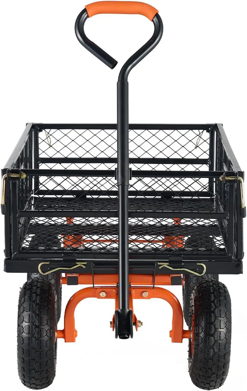 Garden Dump Cart, Heavy Duty Garden Wagon Yard Dump Wagon with Removable Sides, Convert to Flatbed, Utility Liner, 10in All Terrain Wheels U5